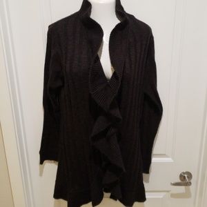 Black Sweater with Ruffle Edge Detail